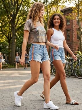 NWT Free People X Sandrine Rose High-Rise Frayed Hem Denim Shorts Size 27